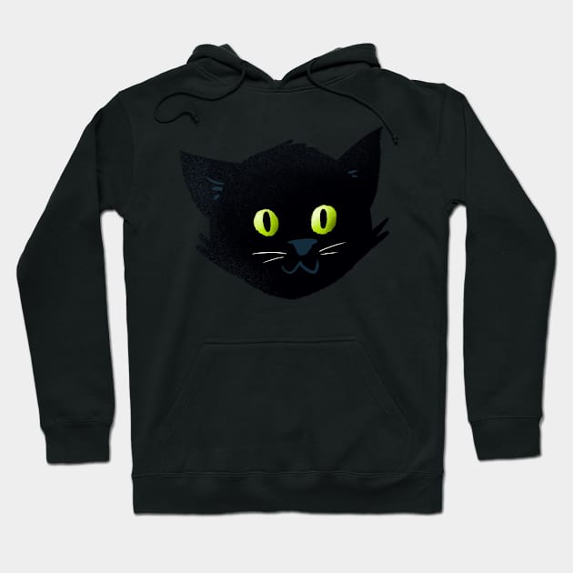 cat black illustration gift for cat mom of black cat gift for pet accessory black cat print gift for cat lover black comic cat Hoodie by Sgrel-art